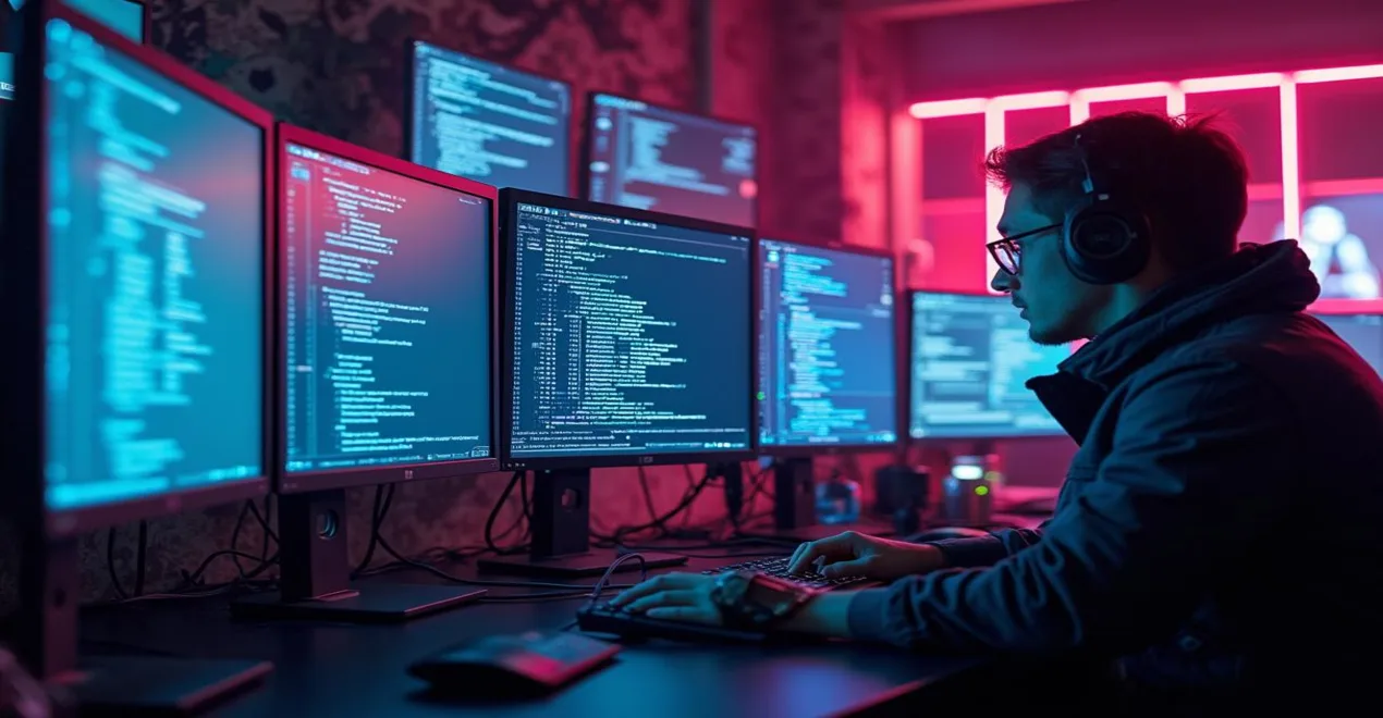 Softwareentwickler beim Programmieren von Code auf dem Bildschirm